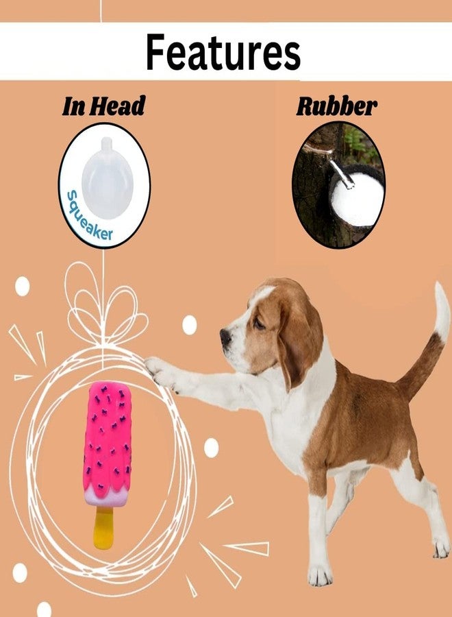 Smart Pups Dog Toy Bone Print Ice Cream Squeaky Toy | Soft Non-Toxic Latex | Perfect Play for Small to Medium Dogs & Puppy | (Color May Vary) - Image 4